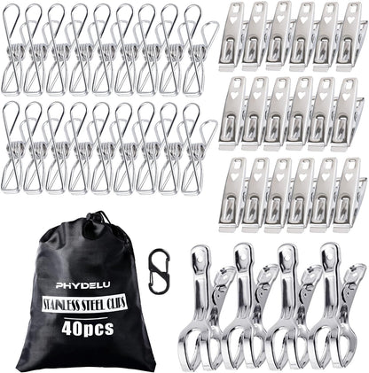 50 PCS Clothes Pins Heavy Duty Outdoor Metal Clothespins Laundry Bag Clips | pin stainless outdoor steel clothesline chip strong line wooden clothespin plastic bulk outside close cloths hanging bags