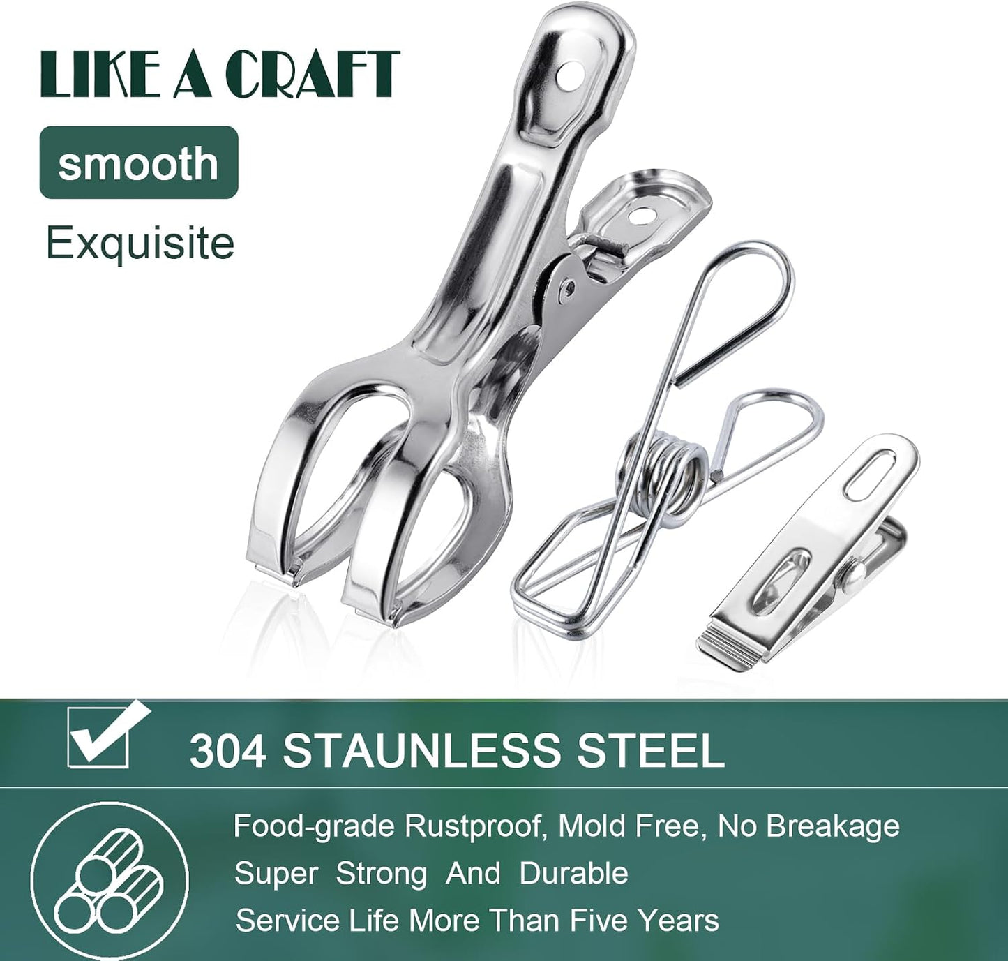 50 PCS Clothes Pins Heavy Duty Outdoor Metal Clothespins Laundry Bag Clips | pin stainless outdoor steel clothesline chip strong line wooden clothespin plastic bulk outside close cloths hanging bags