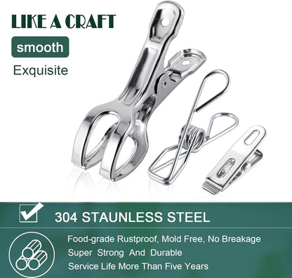 50 PCS Clothes Pins Heavy Duty Outdoor Metal Clothespins Laundry Bag Clips | pin stainless outdoor steel clothesline chip strong line wooden clothespin plastic bulk outside close cloths hanging bags