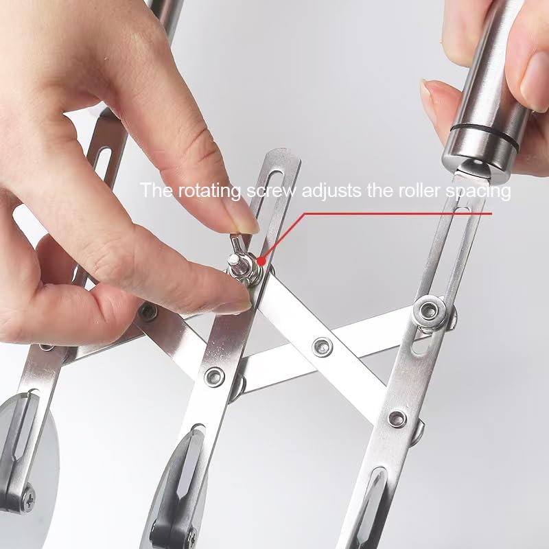 3-Wheel Pastry Knife, Dough Cutter and Wooden Handle Pizza Knife Wheel,Spaghetti And Noodle Slicer, Stainless Steel Pizza slicer, multiple pasta roller cutter tools, (with handle)