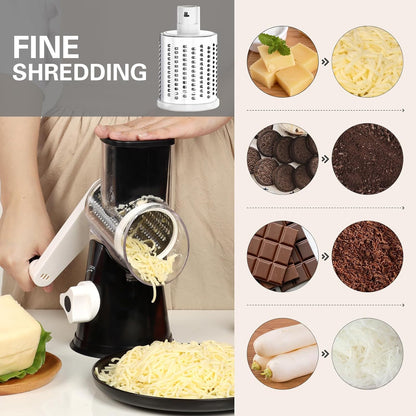 Rotary Cheese Grater Hand Crank Cheese Shredder, Black