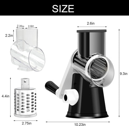 Rotary Cheese Grater Hand Crank Cheese Shredder, Black
