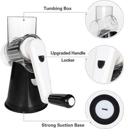 Rotary Cheese Grater Hand Crank Cheese Shredder, Black