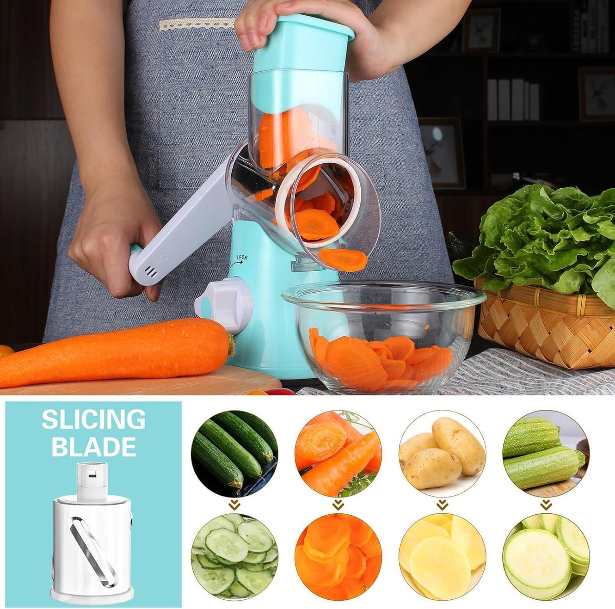 Rotary Cheese Grater Hand Crank Cheese Shredder, Black