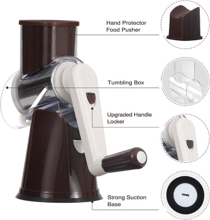 Rotary Cheese Grater Hand Crank Cheese Shredder, Black