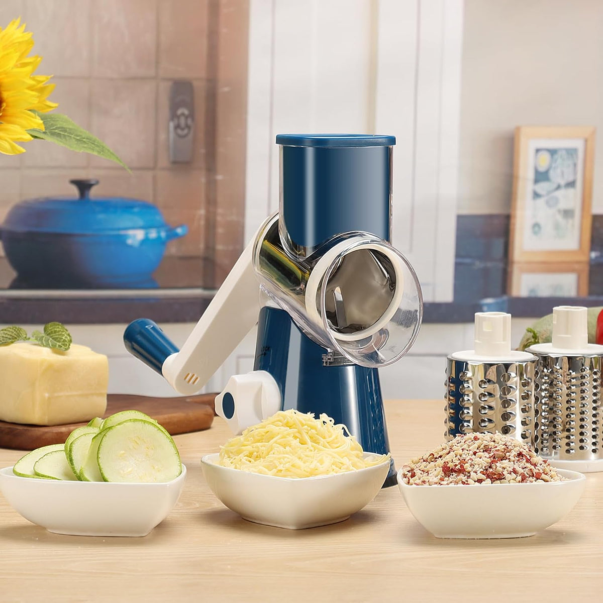 Rotary Cheese Grater Hand Crank Cheese Shredder, Black