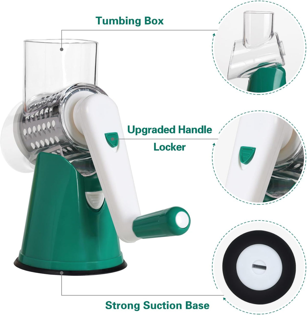 Rotary Cheese Grater Hand Crank Cheese Shredder, Black