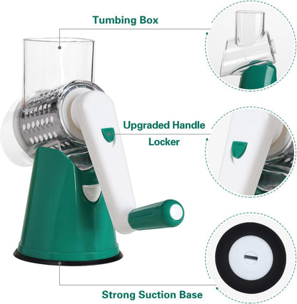 Rotary Cheese Grater Hand Crank Cheese Shredder, Black