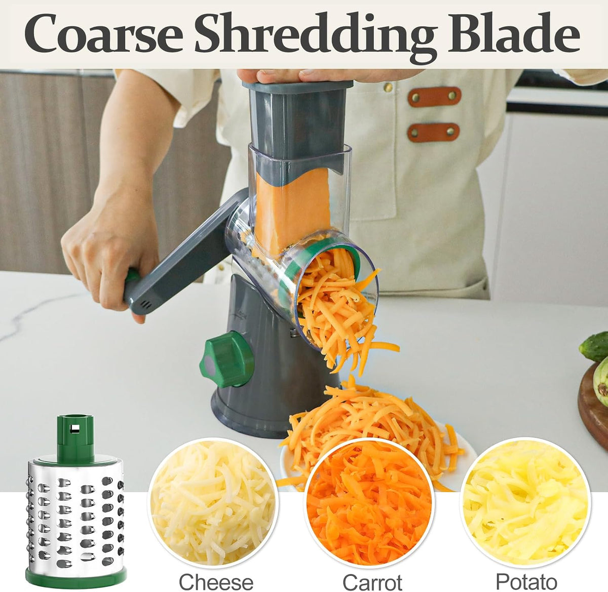 Rotary Cheese Grater Hand Crank Cheese Shredder, Black