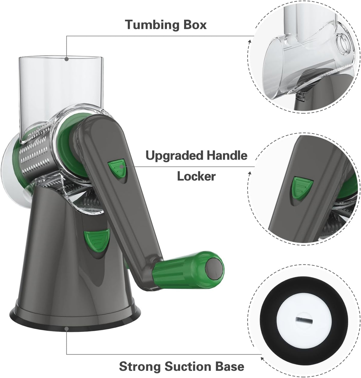 Rotary Cheese Grater Hand Crank Cheese Shredder, Black