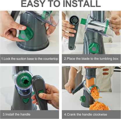 Rotary Cheese Grater Hand Crank Cheese Shredder, Black