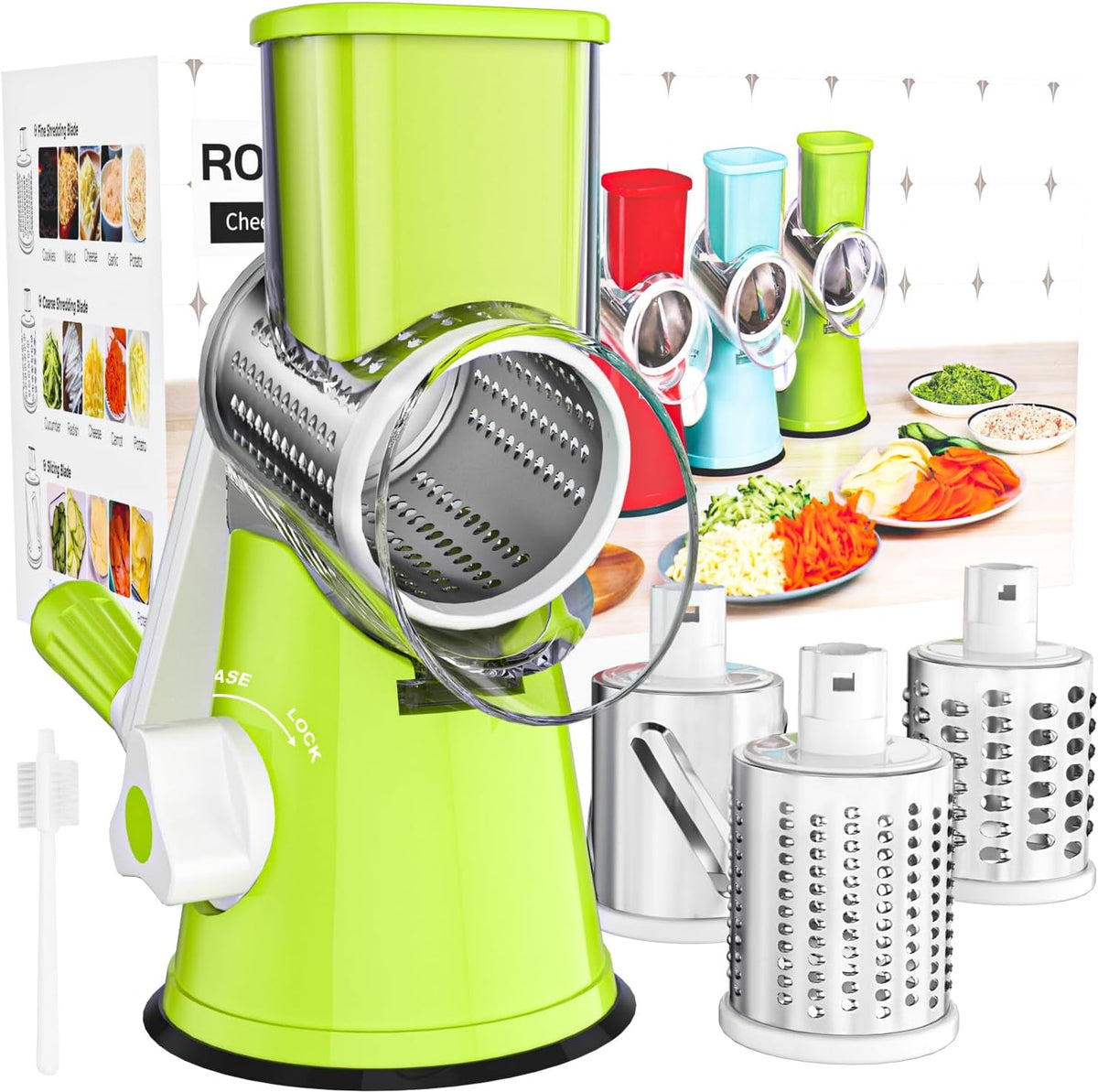 Rotary Cheese Grater Hand Crank Cheese Shredder, Black