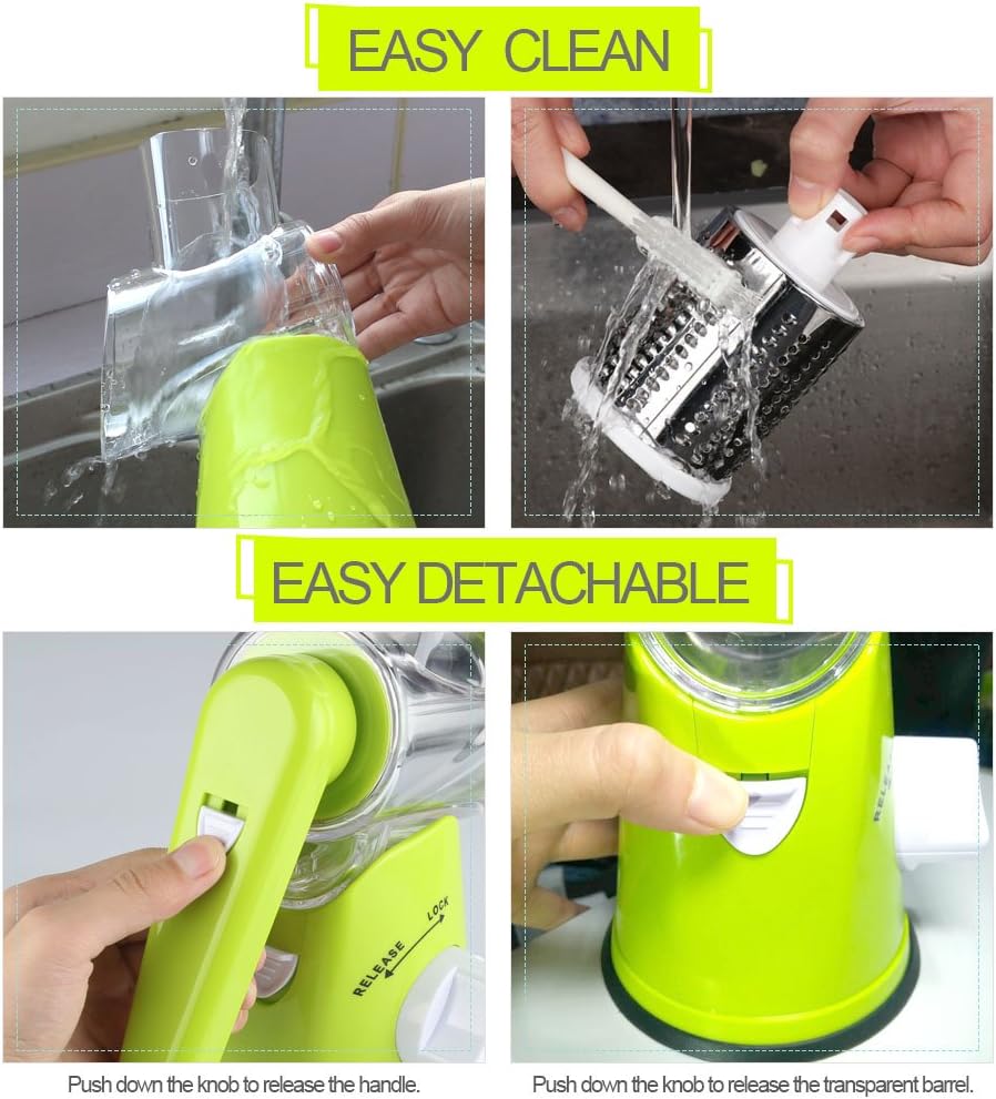 Rotary Cheese Grater Hand Crank Cheese Shredder, Black