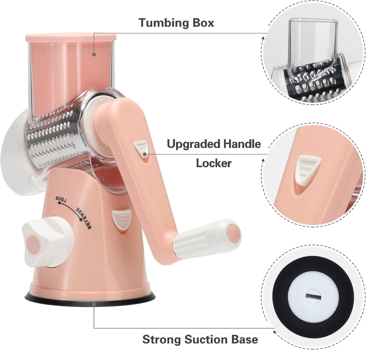 Rotary Cheese Grater Hand Crank Cheese Shredder, Black