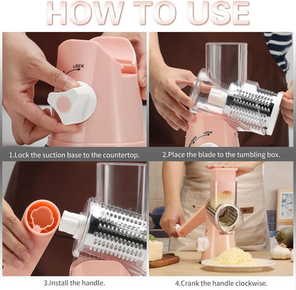 Rotary Cheese Grater Hand Crank Cheese Shredder, Black
