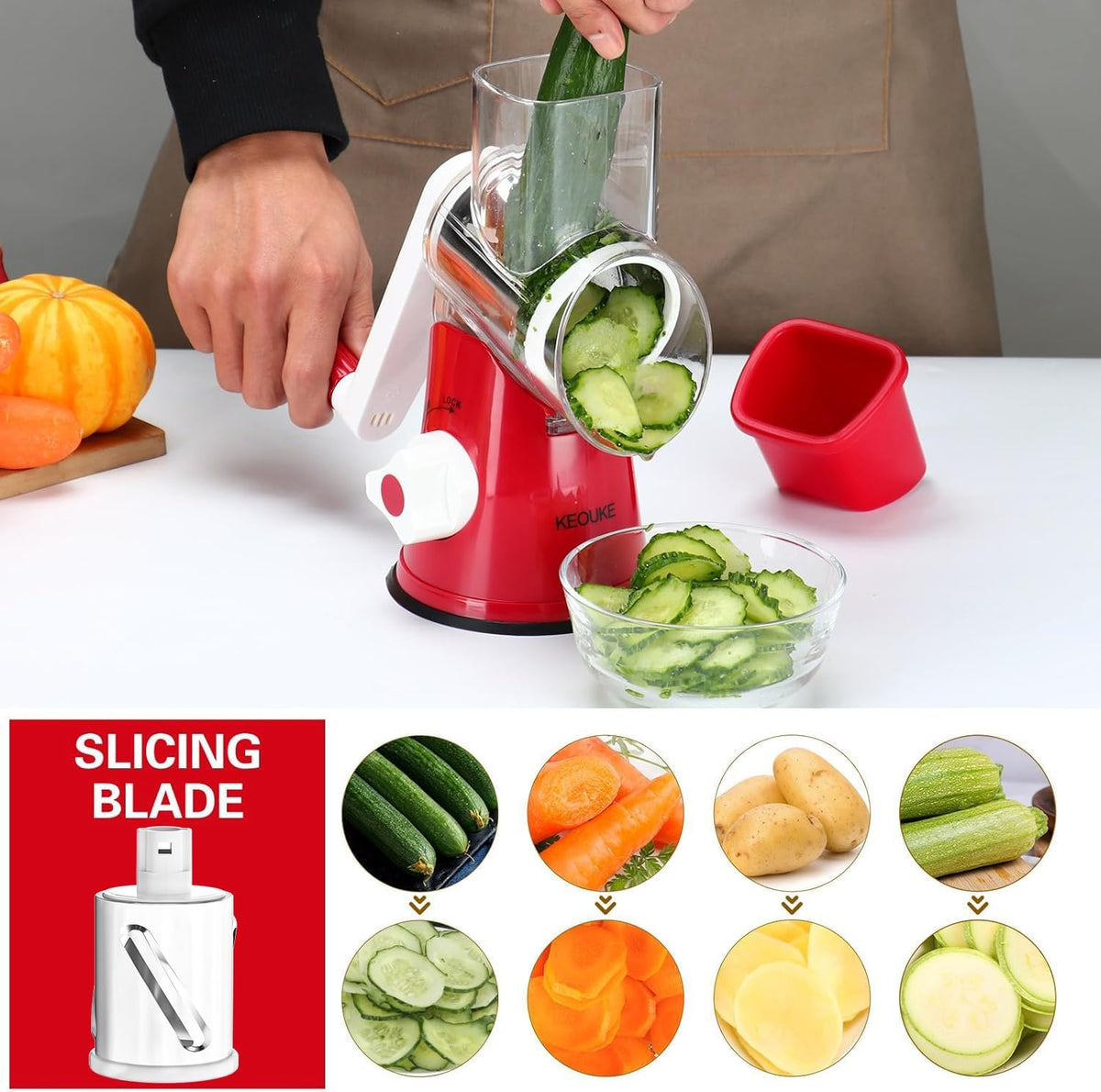 Rotary Cheese Grater Hand Crank Cheese Shredder, Black