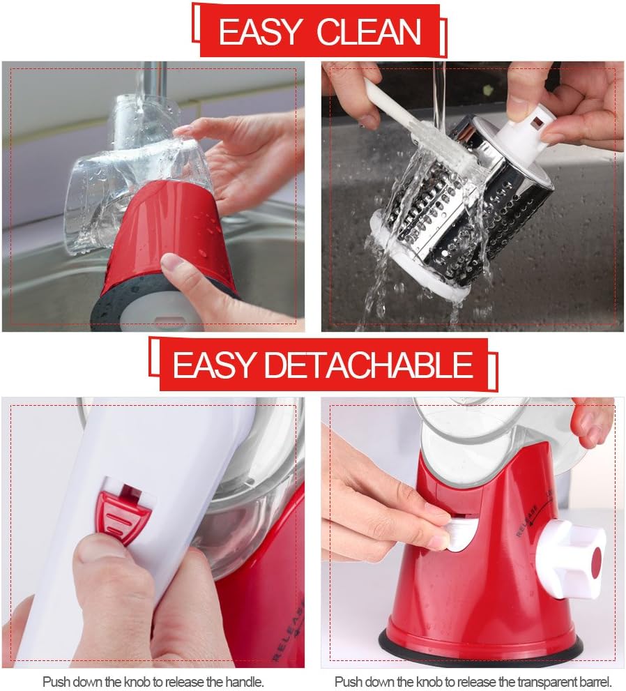 Rotary Cheese Grater Hand Crank Cheese Shredder, Black