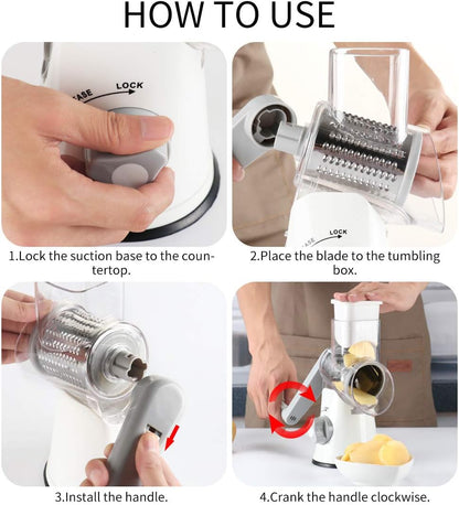 Rotary Cheese Grater Hand Crank Cheese Shredder, Black