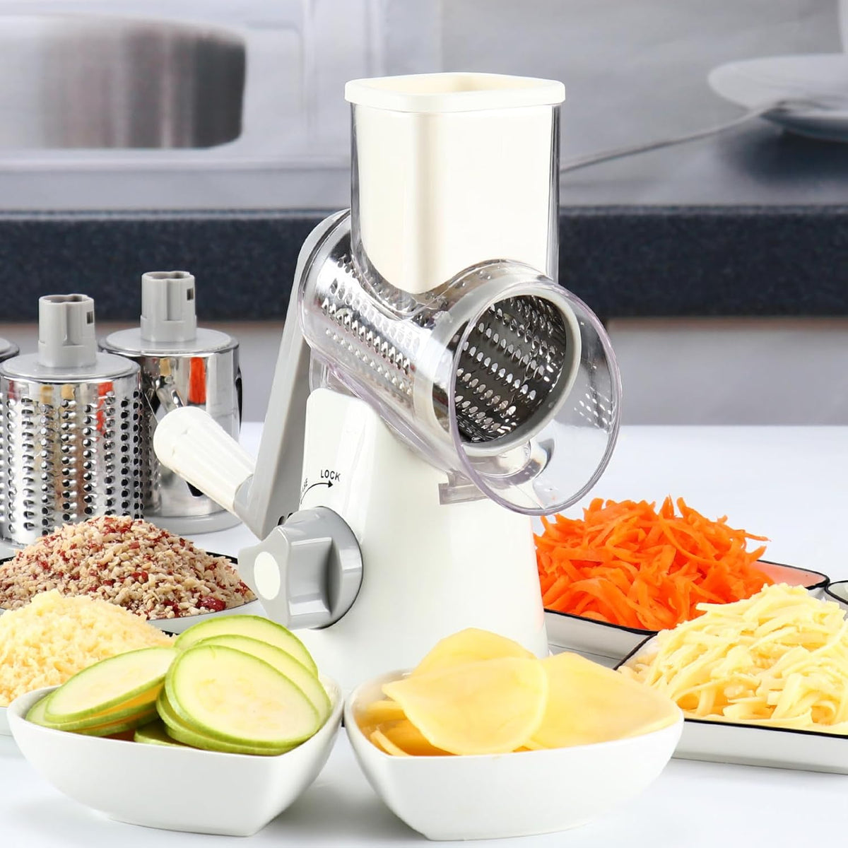 Rotary Cheese Grater Hand Crank Cheese Shredder, Black