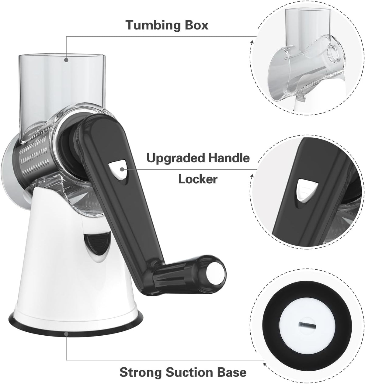 Rotary Cheese Grater Hand Crank Cheese Shredder, Black