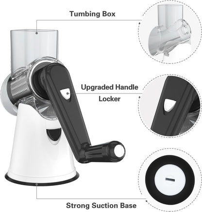 Rotary Cheese Grater Hand Crank Cheese Shredder, Black