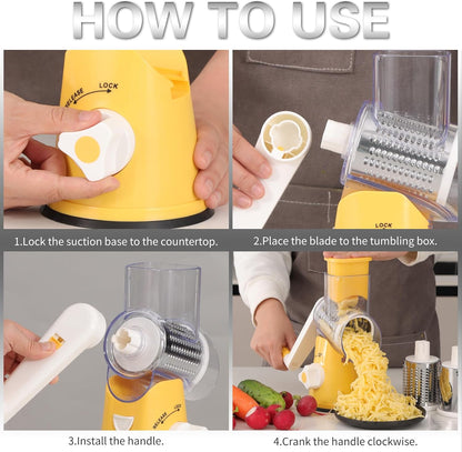 Rotary Cheese Grater Hand Crank Cheese Shredder, Black