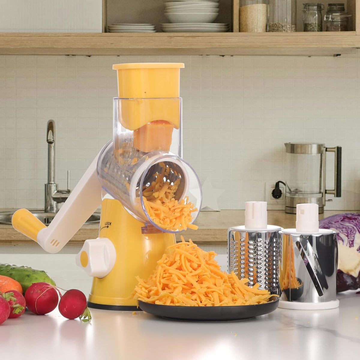 Rotary Cheese Grater Hand Crank Cheese Shredder, Black