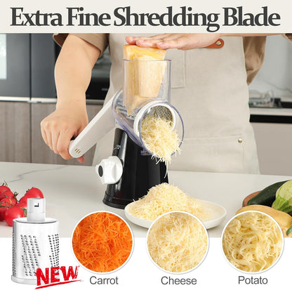 Rotary Cheese Grater Hand Crank Cheese Shredder, Black
