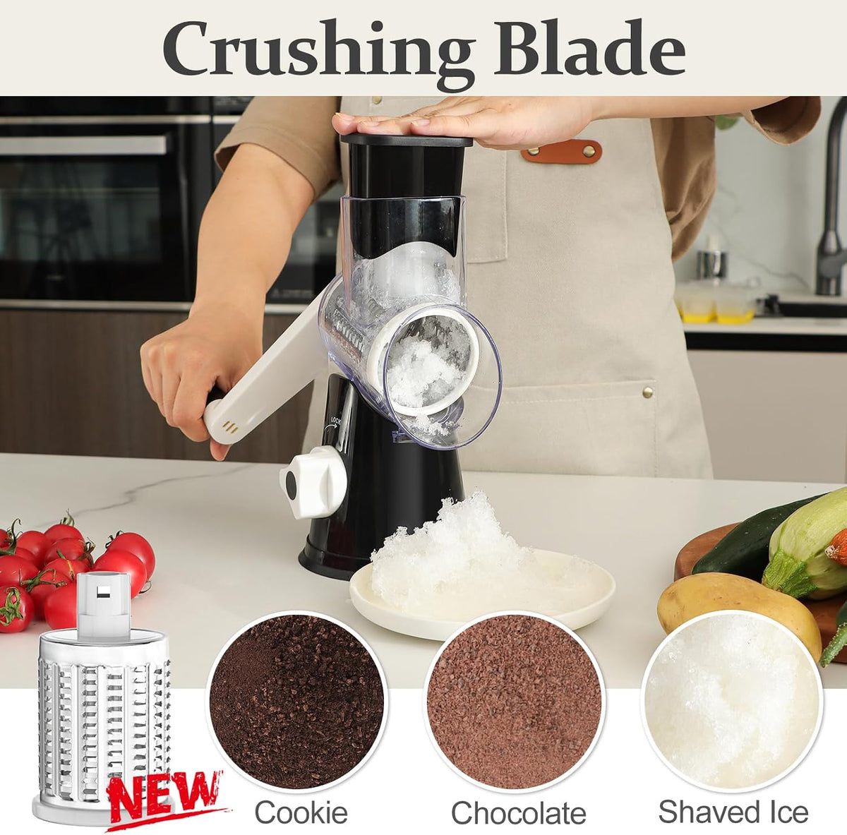 Rotary Cheese Grater Hand Crank Cheese Shredder, Black
