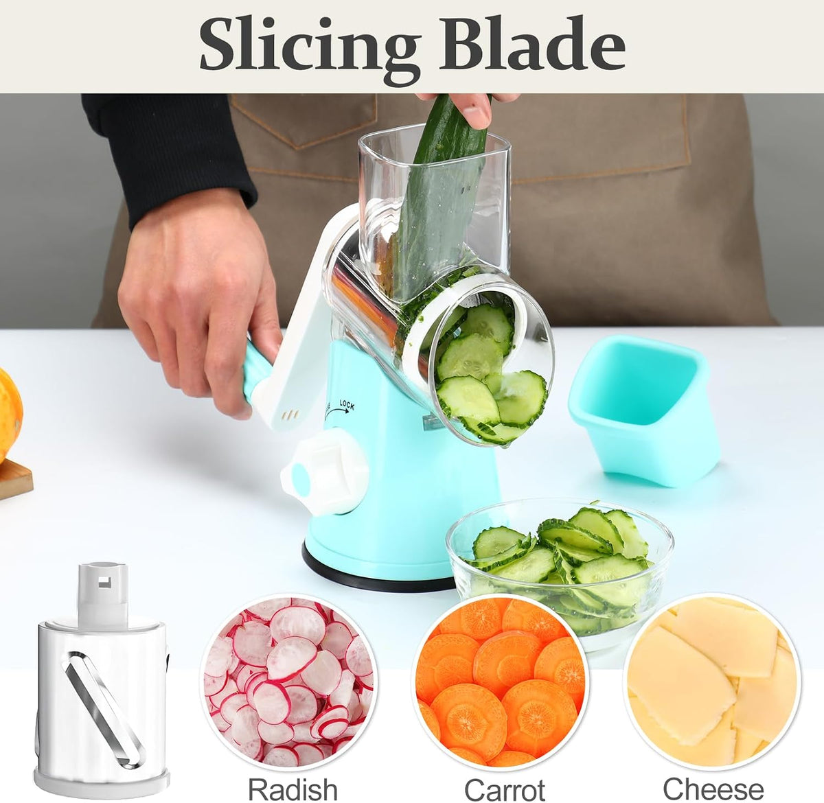 Rotary Cheese Grater Hand Crank Cheese Shredder, Black