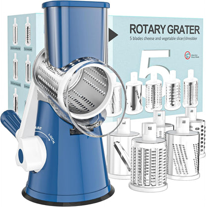 Rotary Cheese Grater Hand Crank Cheese Shredder, Black