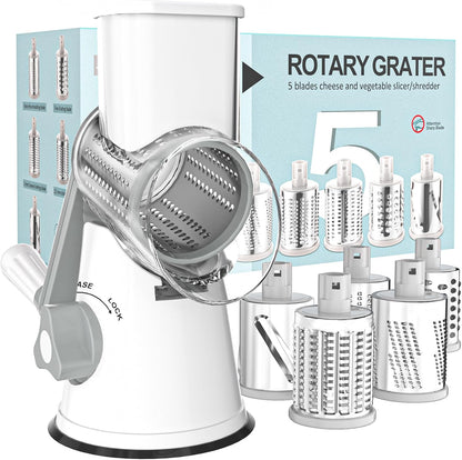 Rotary Cheese Grater Hand Crank Cheese Shredder, Black