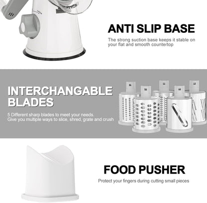 Rotary Cheese Grater Hand Crank Cheese Shredder, Black