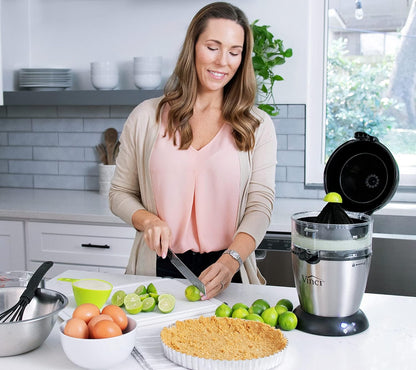 Vinci Electric Juicer, Hands Free Automatic Compact Citrus Press Machine | Pressure-Sensitive Extraction, Fine/Coarse Pulp Filters, 12 oz Bowl, Locking Spout, Fits Limes to 4.5-Inch Grapefruit