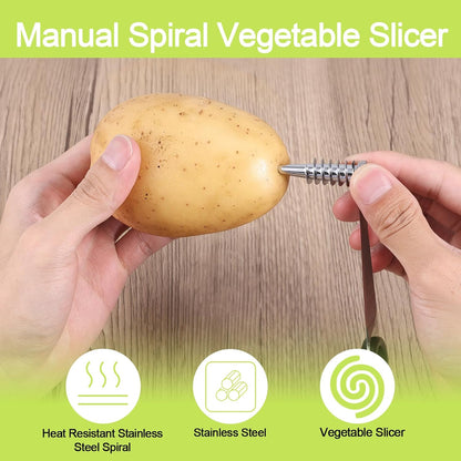 3pcs Spiral Cutter Knives, Stainless Steel & Plastic Vegetable Slicer Cutters Manual Spiral Screw Slicer Practical Kitchen Accessories for Potatoes Cucumbers Carrots