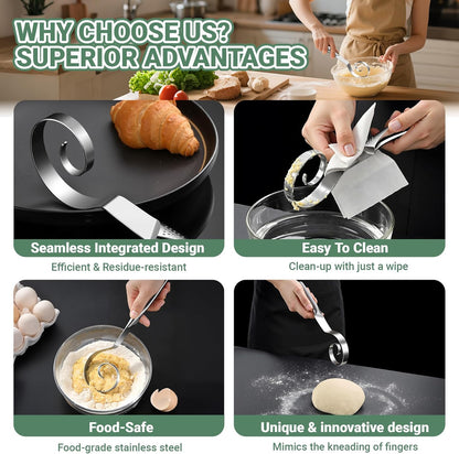 Seamless Danish Dough Whisk Stainless Steel Bread Sourdough Whisks for Cooking, Whisking, Pizza, Pastry, Cake Batter, Biscuits,Dishwasher Safe Dutch Whisk 10"