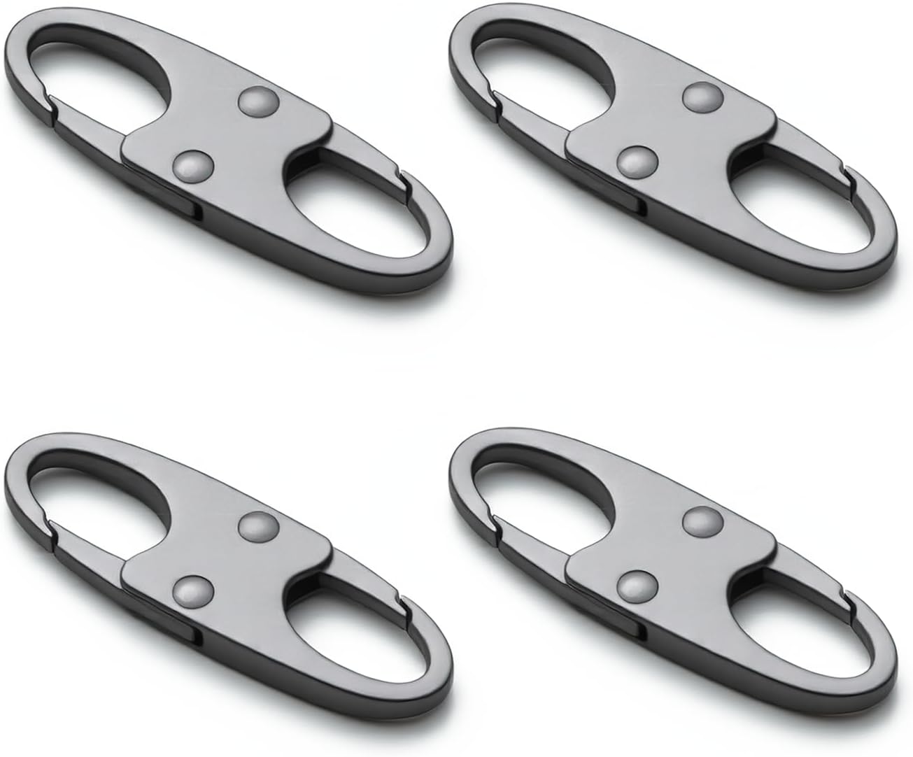 Anti Theft Zipper Clips Double Opening Small Carabiner Clips, 4Pcs Elegant Zinc Alloy Zipper Pull Replacement for Travel, Commuting and Camping (Space Grey)