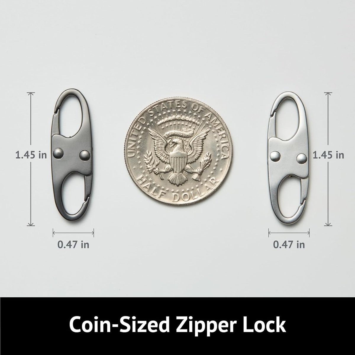 Anti Theft Zipper Clips Double Opening Small Carabiner Clips, 4Pcs Elegant Zinc Alloy Zipper Pull Replacement for Travel, Commuting and Camping (Space Grey)