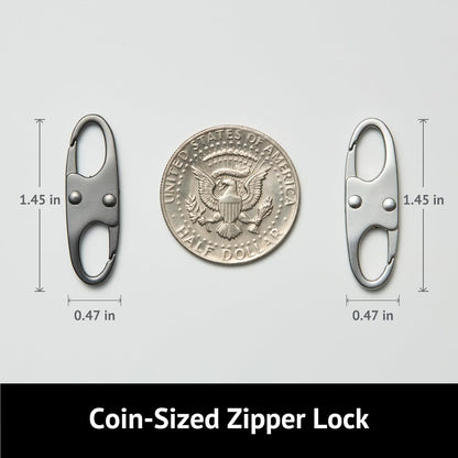 Anti Theft Zipper Clips Double Opening Small Carabiner Clips, 4Pcs Elegant Zinc Alloy Zipper Pull Replacement for Travel, Commuting and Camping (Space Grey)