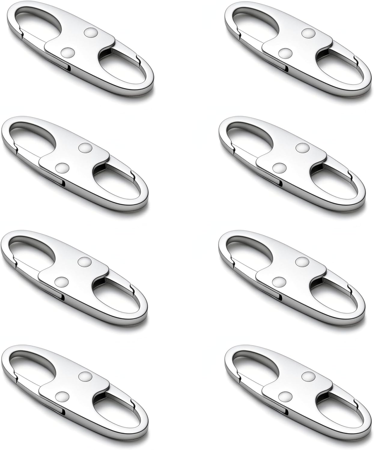 Anti Theft Zipper Clips Double Opening Small Carabiner Clips, 4Pcs Elegant Zinc Alloy Zipper Pull Replacement for Travel, Commuting and Camping (Space Grey)