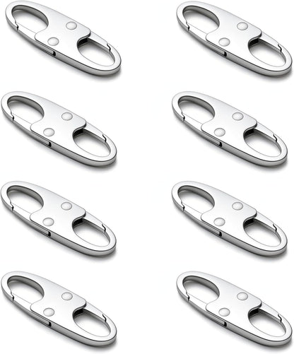 Anti Theft Zipper Clips Double Opening Small Carabiner Clips, 4Pcs Elegant Zinc Alloy Zipper Pull Replacement for Travel, Commuting and Camping (Space Grey)