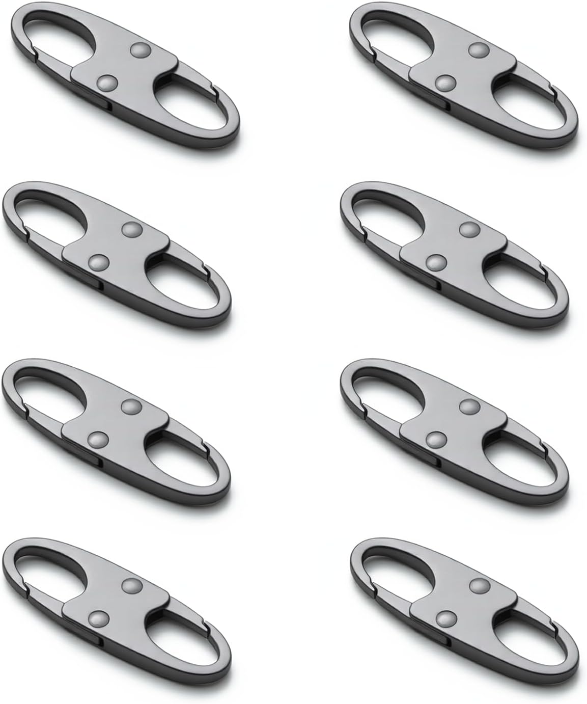 Anti Theft Zipper Clips Double Opening Small Carabiner Clips, 4Pcs Elegant Zinc Alloy Zipper Pull Replacement for Travel, Commuting and Camping (Space Grey)