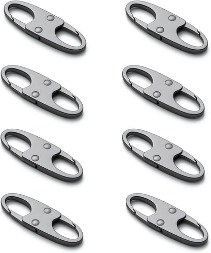 Anti Theft Zipper Clips Double Opening Small Carabiner Clips, 4Pcs Elegant Zinc Alloy Zipper Pull Replacement for Travel, Commuting and Camping (Space Grey)