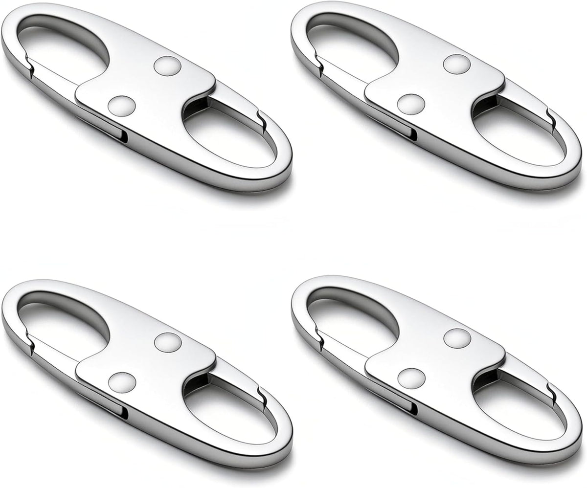 Anti Theft Zipper Clips Double Opening Small Carabiner Clips, 4Pcs Elegant Zinc Alloy Zipper Pull Replacement for Travel, Commuting and Camping (Space Grey)