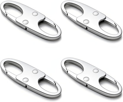 Anti Theft Zipper Clips Double Opening Small Carabiner Clips, 4Pcs Elegant Zinc Alloy Zipper Pull Replacement for Travel, Commuting and Camping (Space Grey)