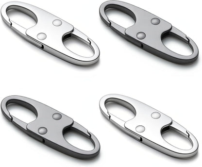 Anti Theft Zipper Clips Double Opening Small Carabiner Clips, 4Pcs Elegant Zinc Alloy Zipper Pull Replacement for Travel, Commuting and Camping (Space Grey)