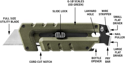 Prybrid Pocket Knife Multitool 8-in-1 Box Cutter, Bottle Opener,Blue