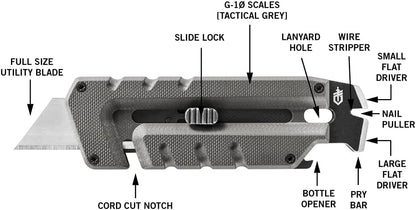 Prybrid Pocket Knife Multitool 8-in-1 Box Cutter, Bottle Opener,Blue