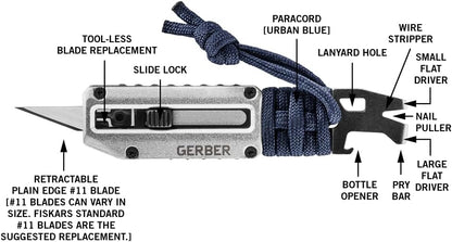 Prybrid Pocket Knife Multitool 8-in-1 Box Cutter, Bottle Opener,Blue