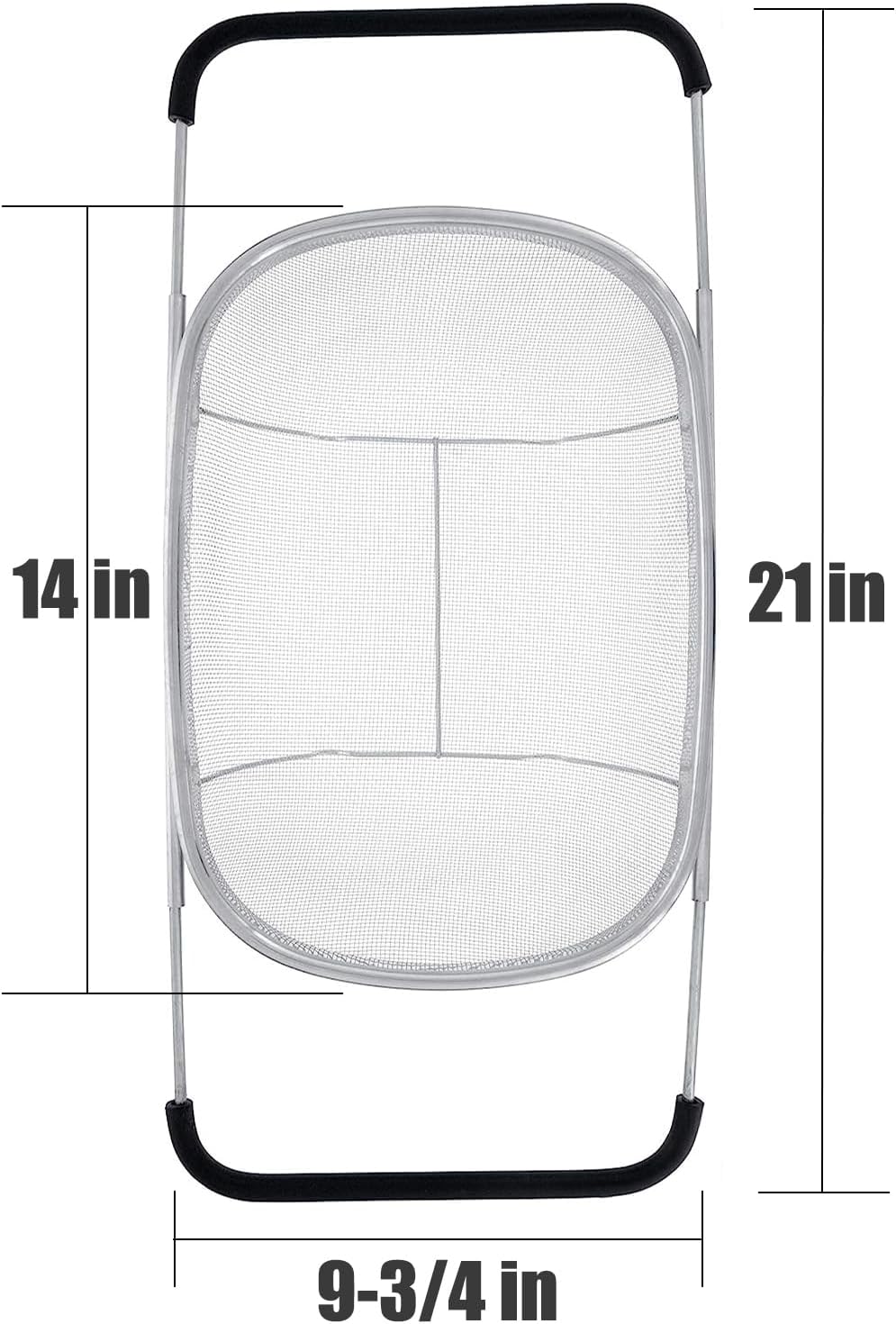 Fine Mesh Colander Over The Sink 6 Quart Stainless Steel Strainer Basket | Expandable Rubber Grip Handles - Strain, Drain, Rinse Fruits, Vegetables